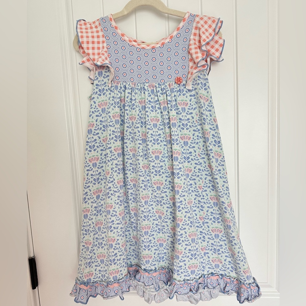 Serendipity by Shrimp & Grits Floral and Gingham Ruffle Dress